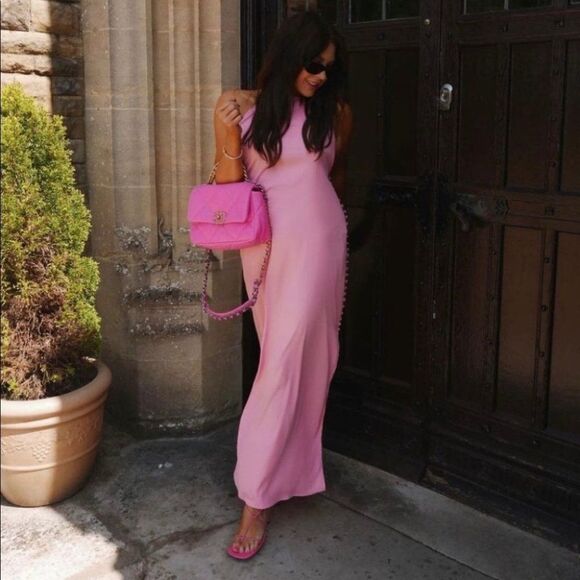 ZARA SATIN EFFECT BUTTONED DRESS - Picture 2 of 9